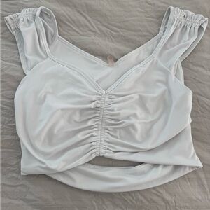 FP White Ruched Sleeveless Crop Top